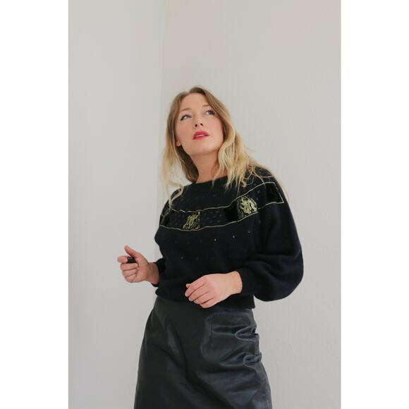 1990's Vintage Andriano Angora Wool Sweater ~ Women's SM MD ~ Evening Oversized - Picture 6 of 7